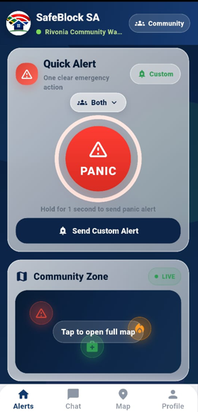 SafeBlock home screen